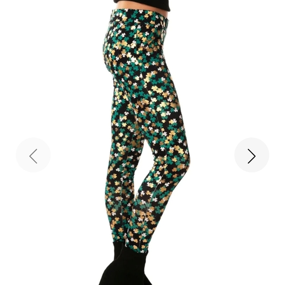 Tipsy Elves St. Patrick's Day Clover NWT Black Leggings XL - Picture 3 of 6